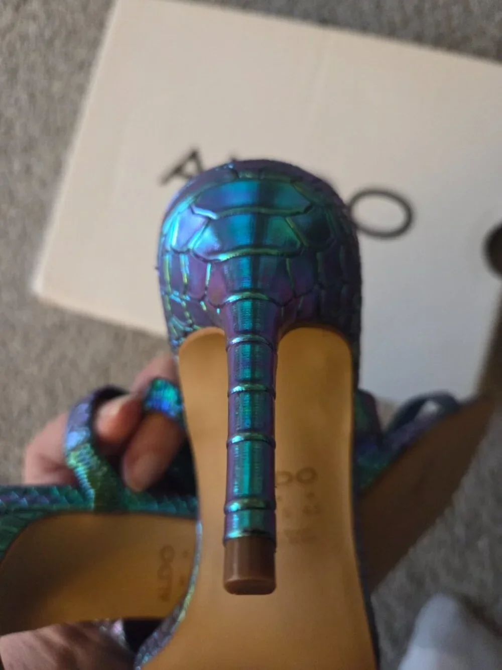 New, Aldo Limosa teal iridescent slide sandals 7 - Picture 5 of 7